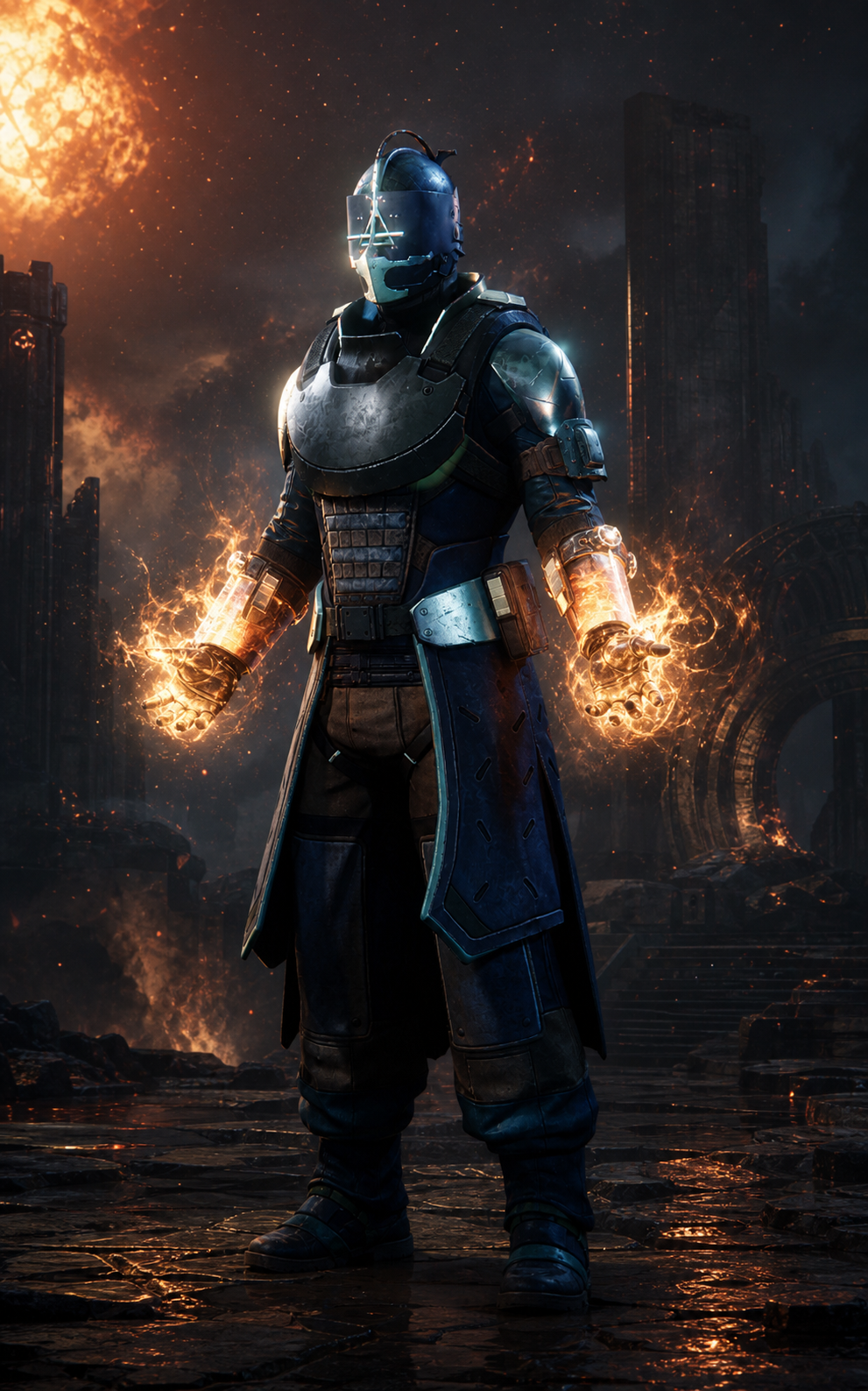 Warlock solaire aux avant-bras enflammés, image fournie par l'utilisateur